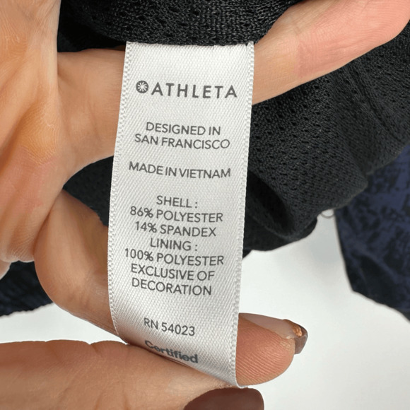 Athleta Womens M Brooklyn Track Bomber Jacket Black Blue Full Zip Athleisure - Picture 4 of 10